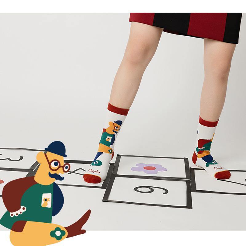 Womens Funny Happy Crazy Crew Girls Magic Clown Family Mens Cotton Socks Set - CHALIER