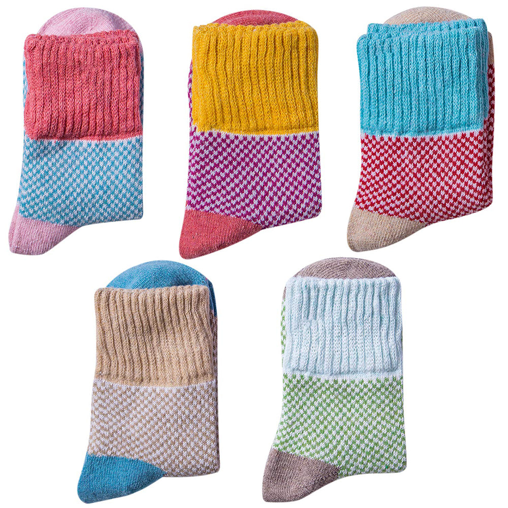 Womens Vintage Winter Soft Warm Knit Thick Wool Crew Socks 5 pairs