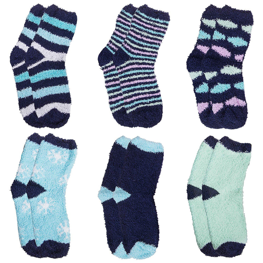 Womens Fuzzy Socks Winter Warm Soft Cozy Fluffy Slipper Socks Gifts 6 Pairs