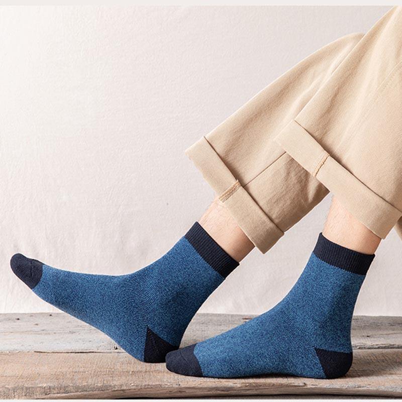 Mens Winter Warm Cozy Wool Socks Crew Thickened Towel Socks Set 6 Pairs - CHALIER
