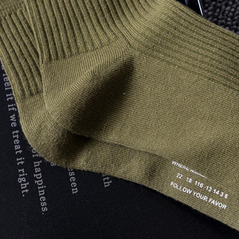 Chalier Men Casual Socks Simple Style Army Green 1 Pair - CHALIER