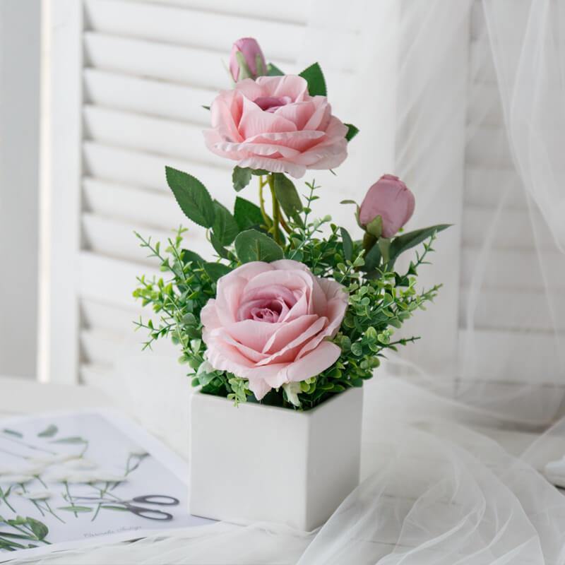 Artificial Flower Potted Fake Flower Combos For Living&Room Table Setting Decoration - CHALIER