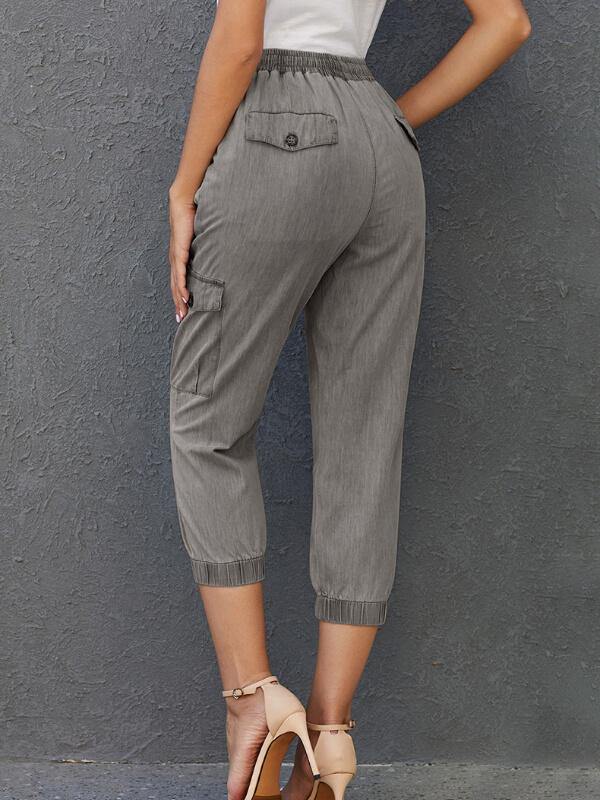 Chalier Sky Blue Drawstring Cargo Pocketed Joggers - CHALIER