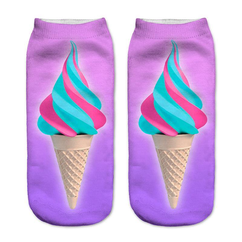 Women Low Cut Ankle Socks Funny Aliens 3D Printing  Cotton Cartoon Art Skull Sock - CHALIER