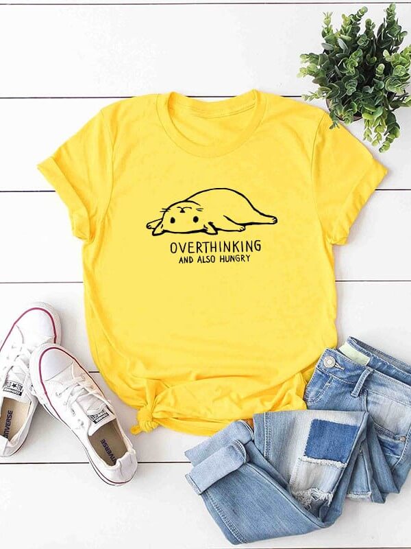 Women Casual Cat Printed Short Sleeve T-Shirt