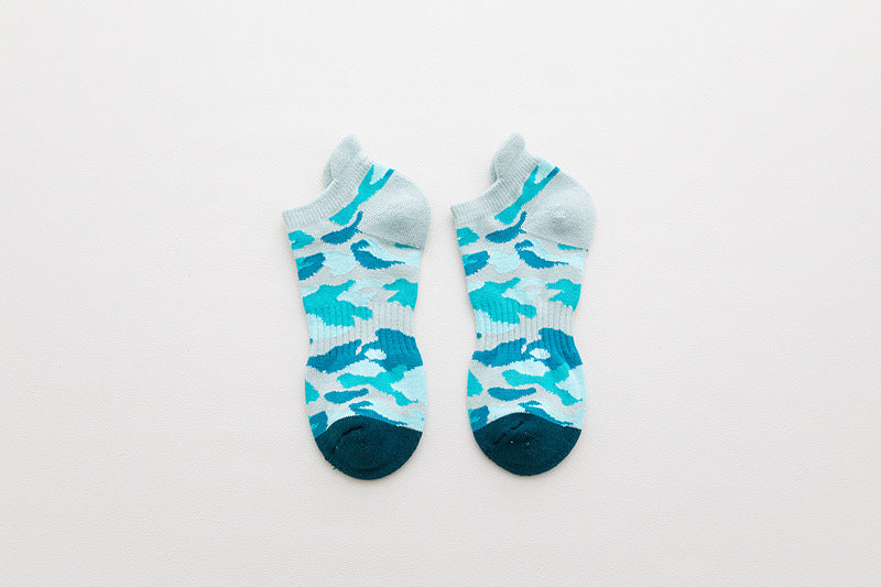 Chalier Men Sports Socks Camouflage Stripes Light Blue
