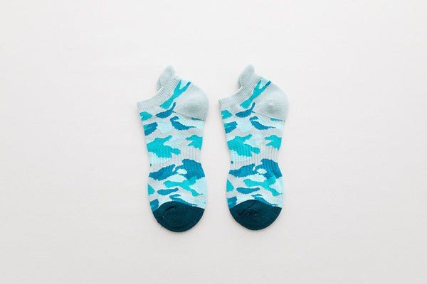 Chalier Men Sports Socks Camouflage Stripes Light Blue