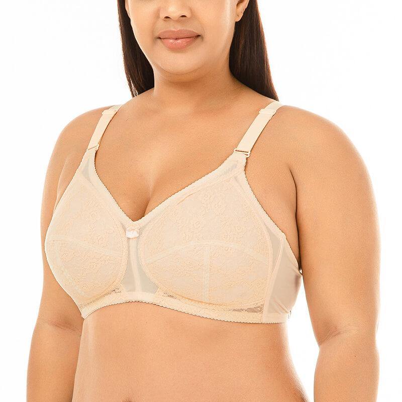 Womens Plus Size Padded Sexy Comfort Jacquard Pattern Push Up Bra - CHALIER