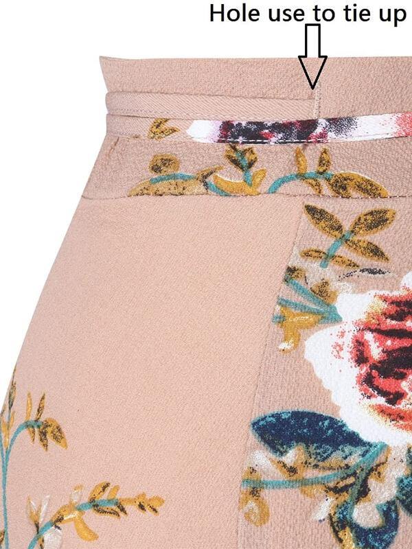 Womens Boho Floral Tie Up Waist Summer Beach Wrap Cover Up Maxi Skirt - CHALIER