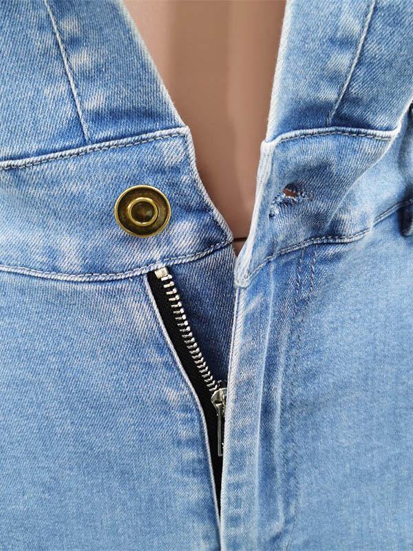 Women's Sexy Casual Tight Denim Sleeveless Gallus Jumpsuit - CHALIER