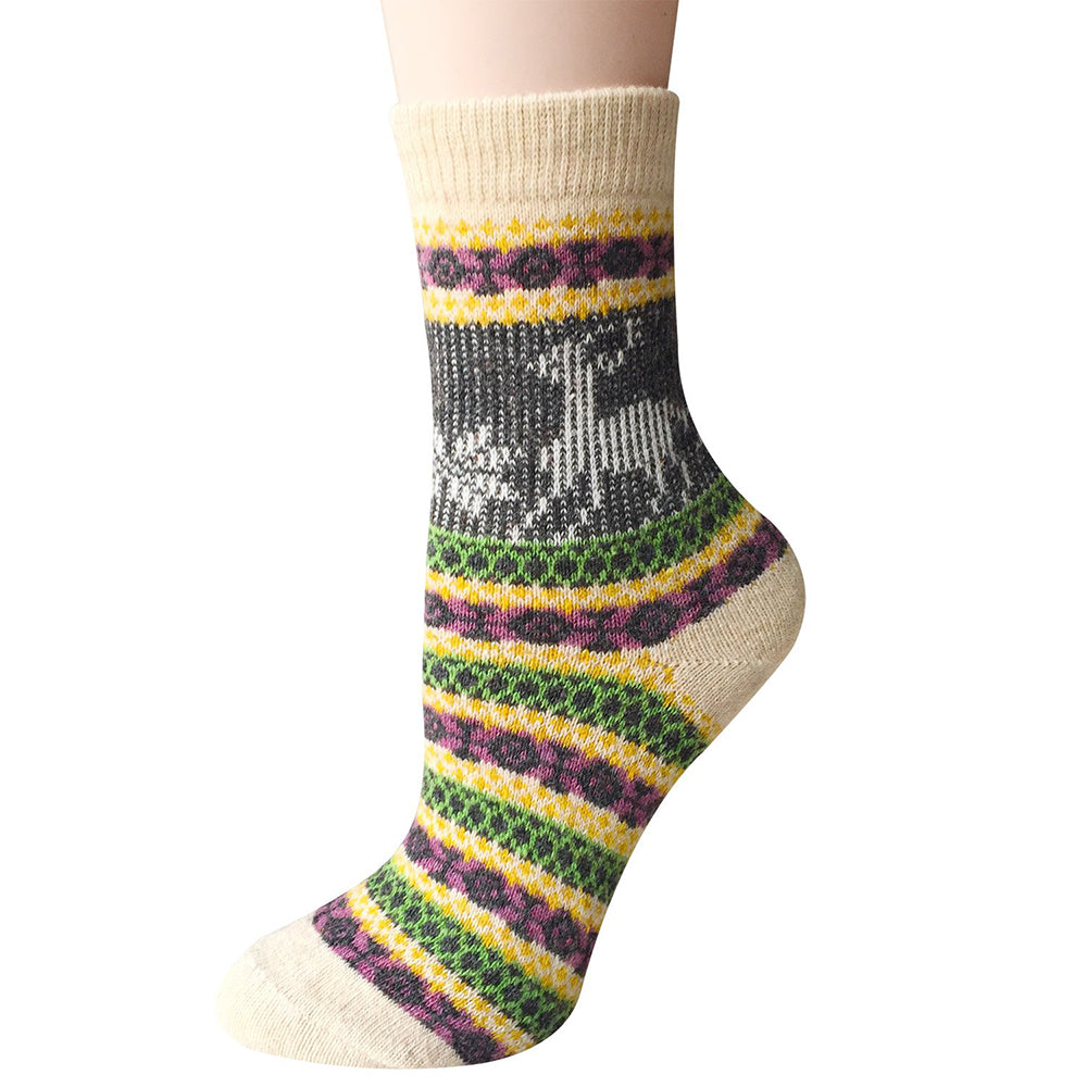 Womens Vintage Winter Soft Warm Thick Knit Wool Crew Socks 5 pairs