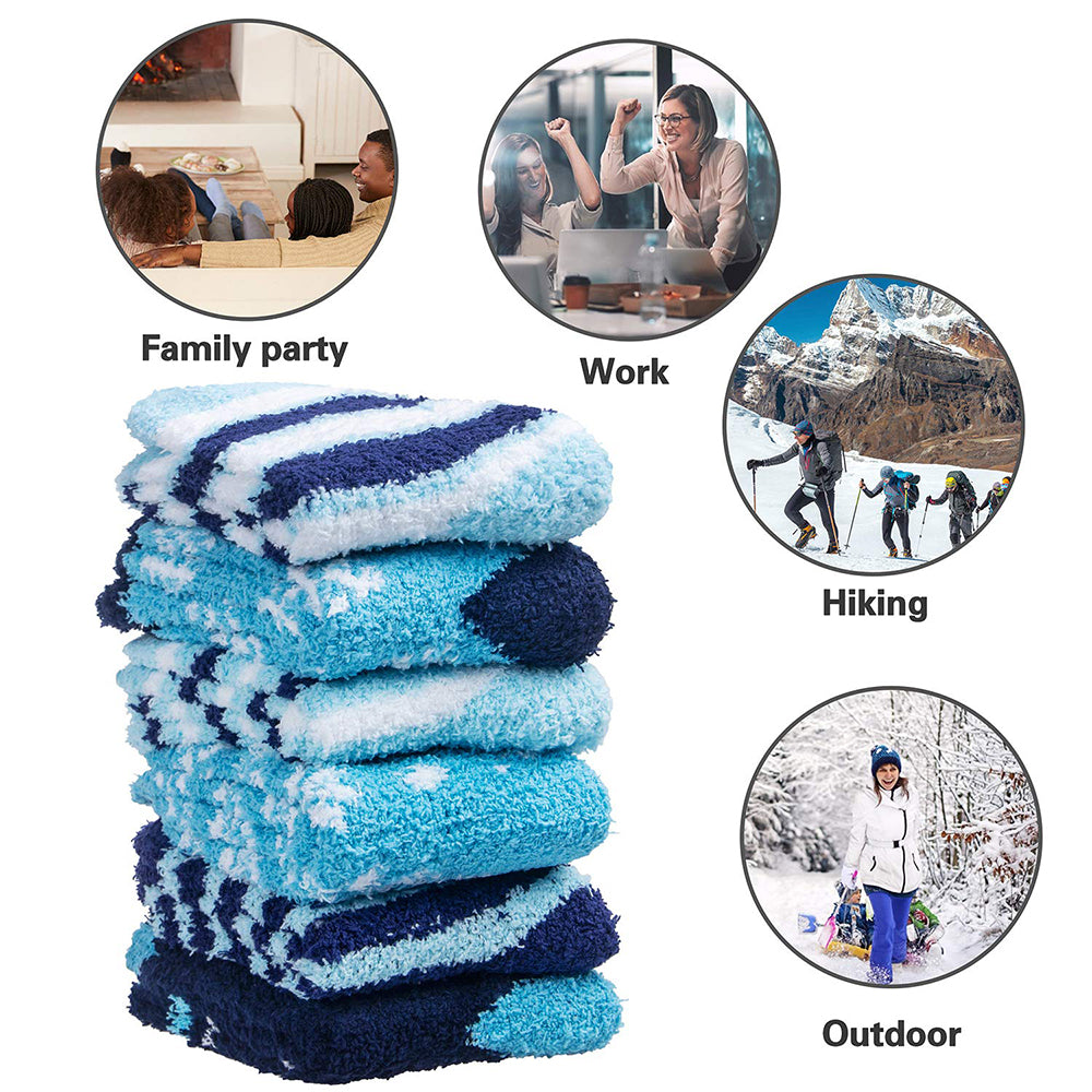 Womens Warm Winter Fuzzy Cozy Fluffy Soft Slipper Socks Gifts 6 Pairs