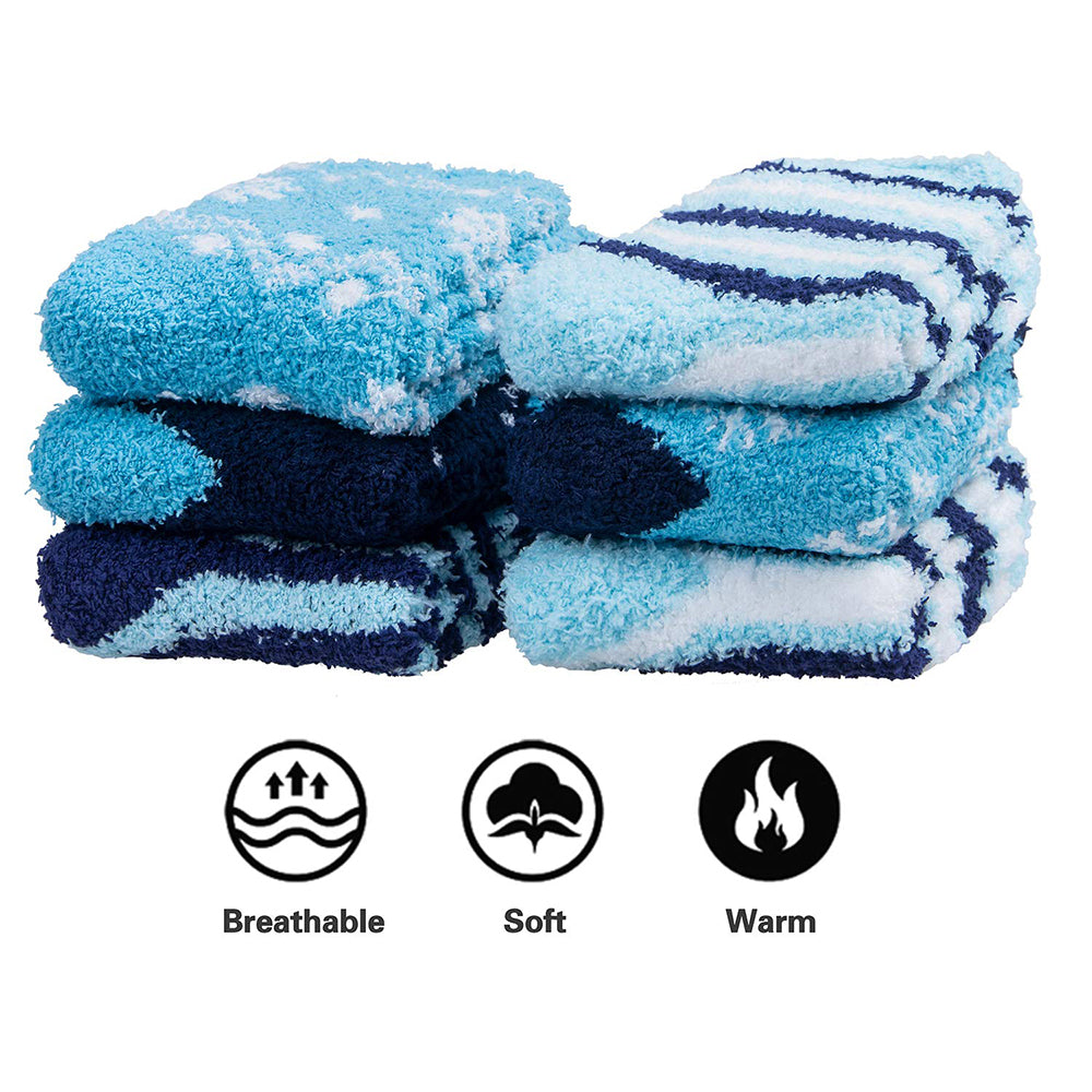 Womens Warm Winter Fuzzy Cozy Fluffy Soft Slipper Socks Gifts 6 Pairs