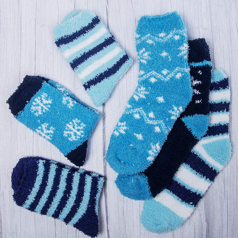 Womens Warm Winter Fuzzy Cozy Fluffy Soft Slipper Socks Gifts 6 Pairs