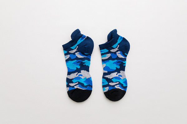 Chalier Men Sports Socks Camouflage Stripes Dark Blue