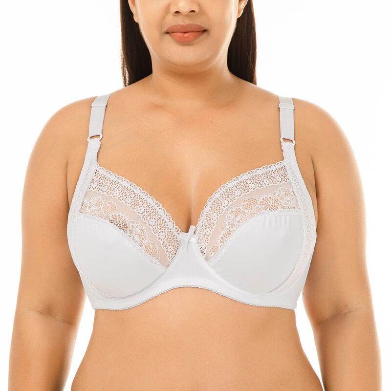 Womens Summer Plus Size Ultrathin Sexy Lace Ultimate Lift and Support Fashion Underwire Bra - CHALIER