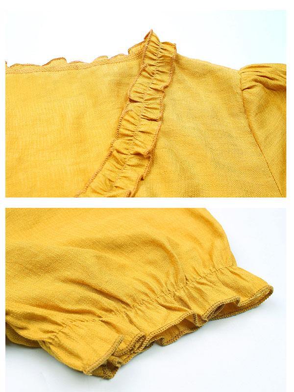 Women's Casual V-Neck Holiday A-line Beach Midi Dress - CHALIER