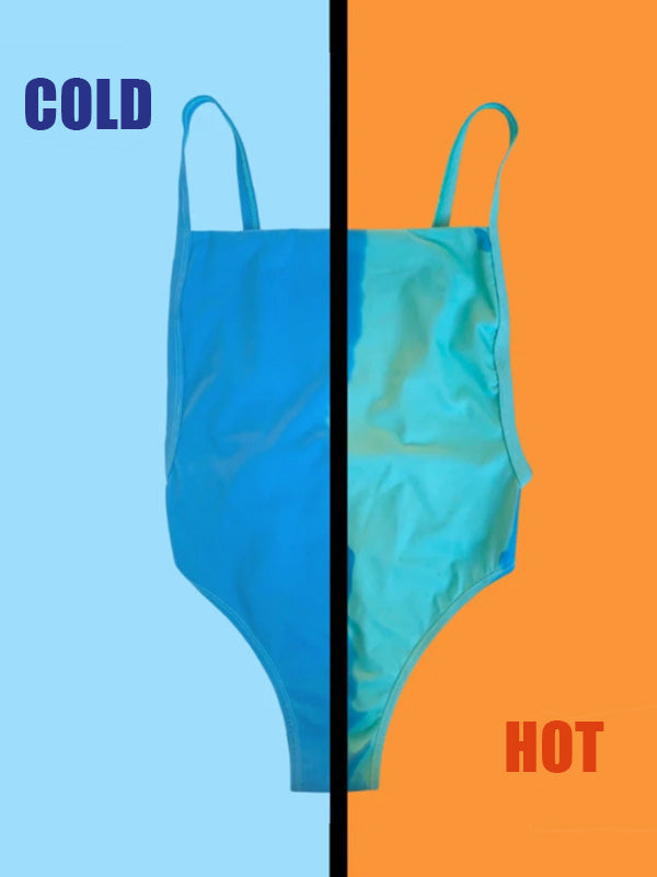 Womens Bikini Temperature Sensitive Swimsuits Changing Color One Piece