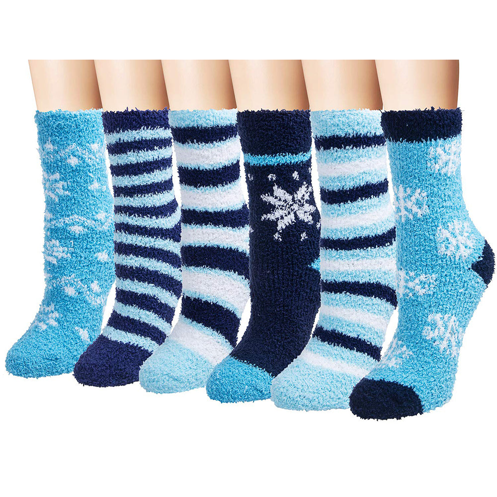 Womens Warm Winter Fuzzy Cozy Fluffy Soft Slipper Socks Gifts 6 Pairs