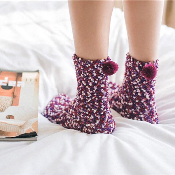 Womens Warm Winter Slipper Wool Socks Cup Cake Gift Box Family Socks - CHALIER