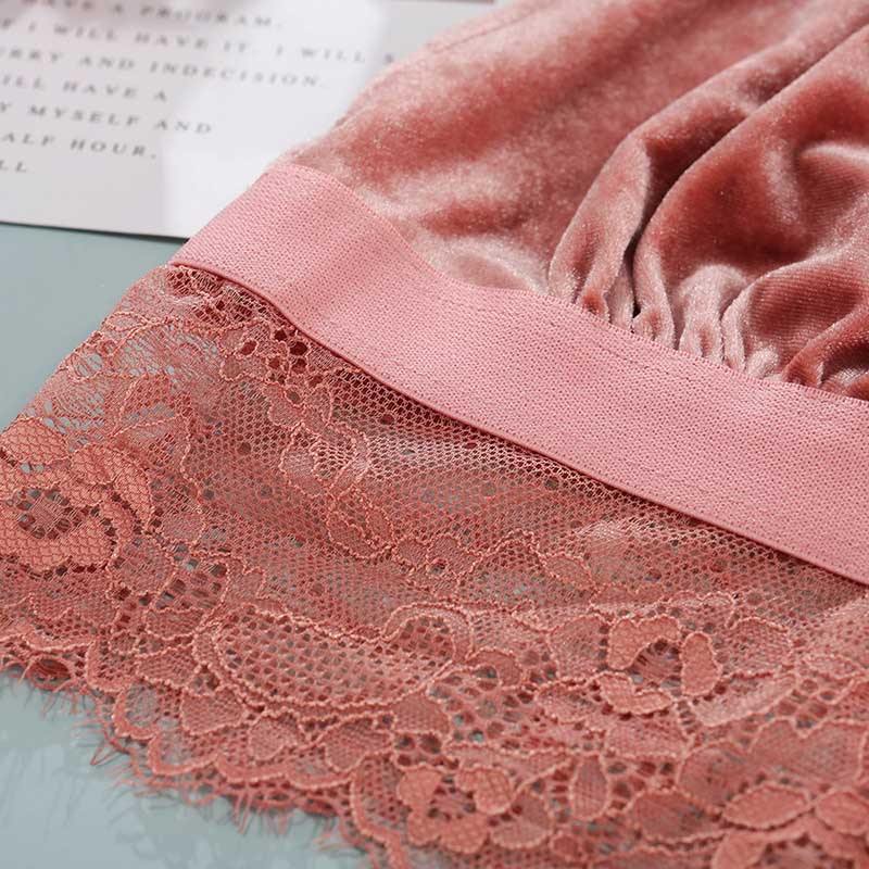 Womens Triangle Sexy Plus Size Bra and Panty Lace Velvet Soft Seamless Underwear Suits - CHALIER