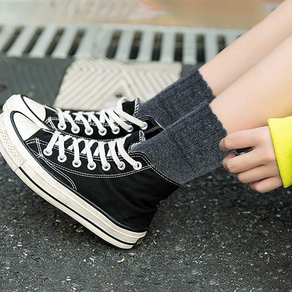 Womens Vintage Winter Warm Soft Knit Thick Wool Crew Socks 5 pairs