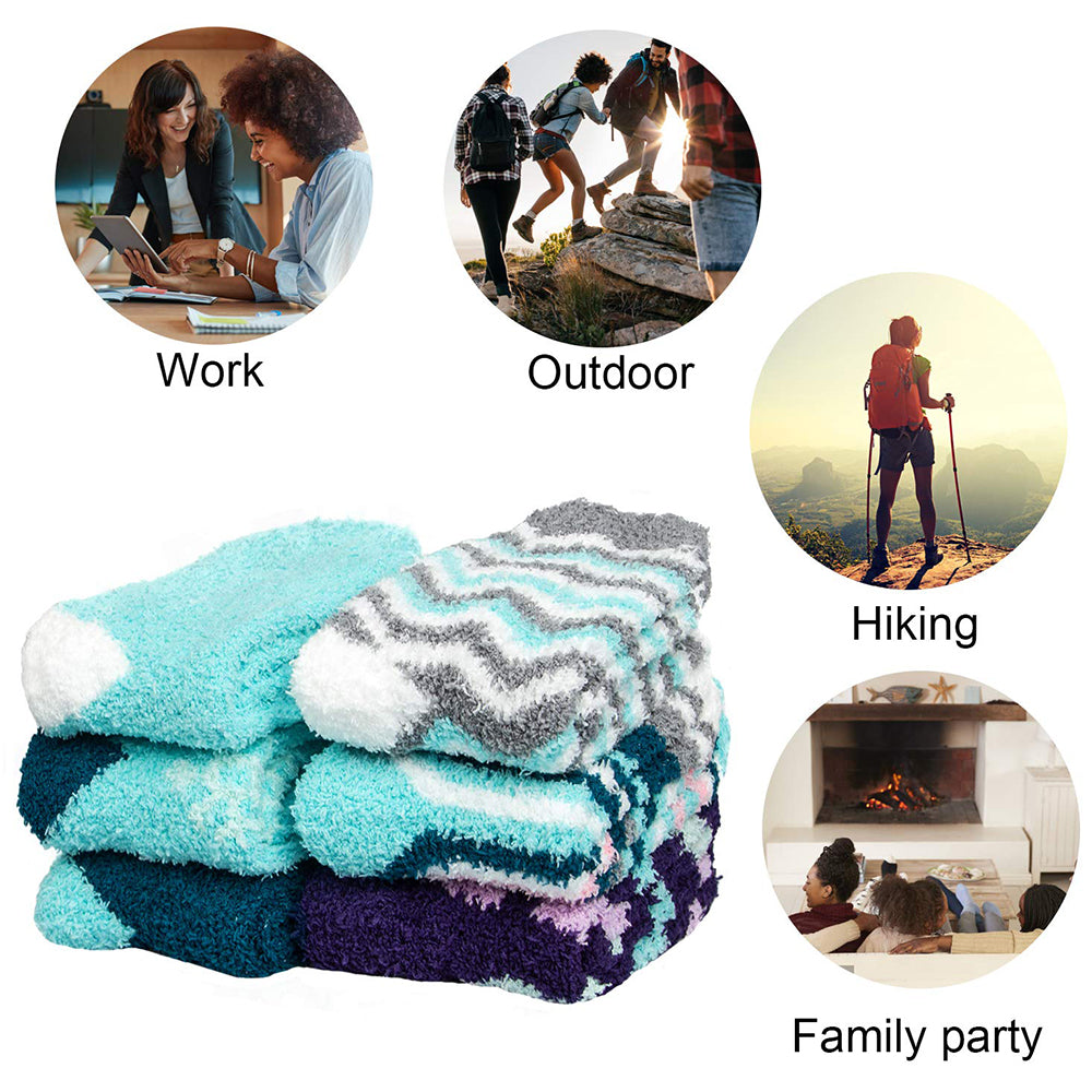 Womens Winter Warm Cozy Fluffy Soft Slipper Fuzzy Socks Gifts 6 Pairs