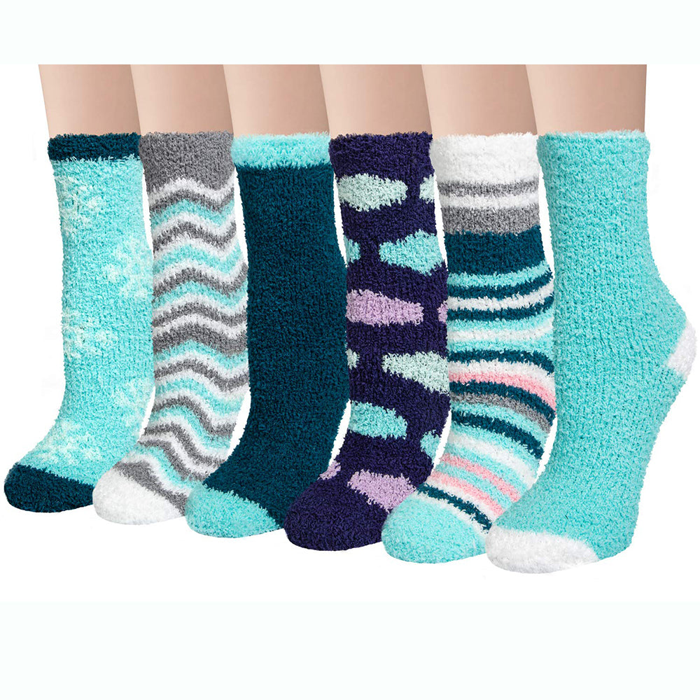 Womens Winter Warm Cozy Fluffy Soft Slipper Fuzzy Socks Gifts 6 Pairs