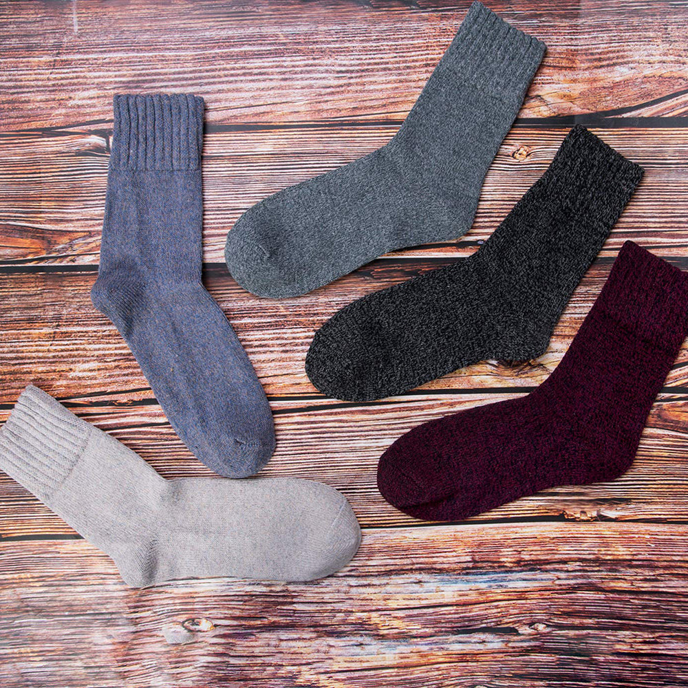 Womens Vintage Winter Warm Soft Knit Thick Wool Crew Socks 5 pairs