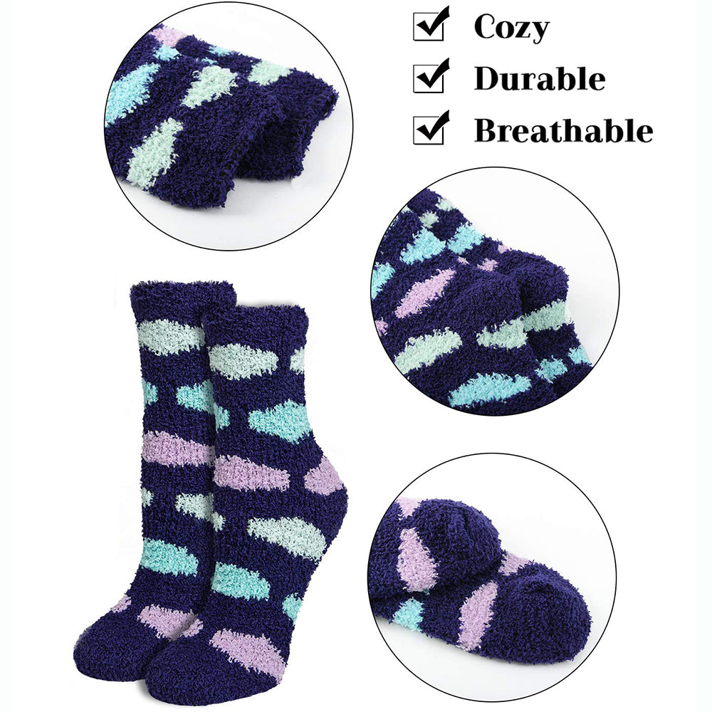 Womens Winter Warm Cozy Fluffy Soft Slipper Fuzzy Socks Gifts 6 Pairs