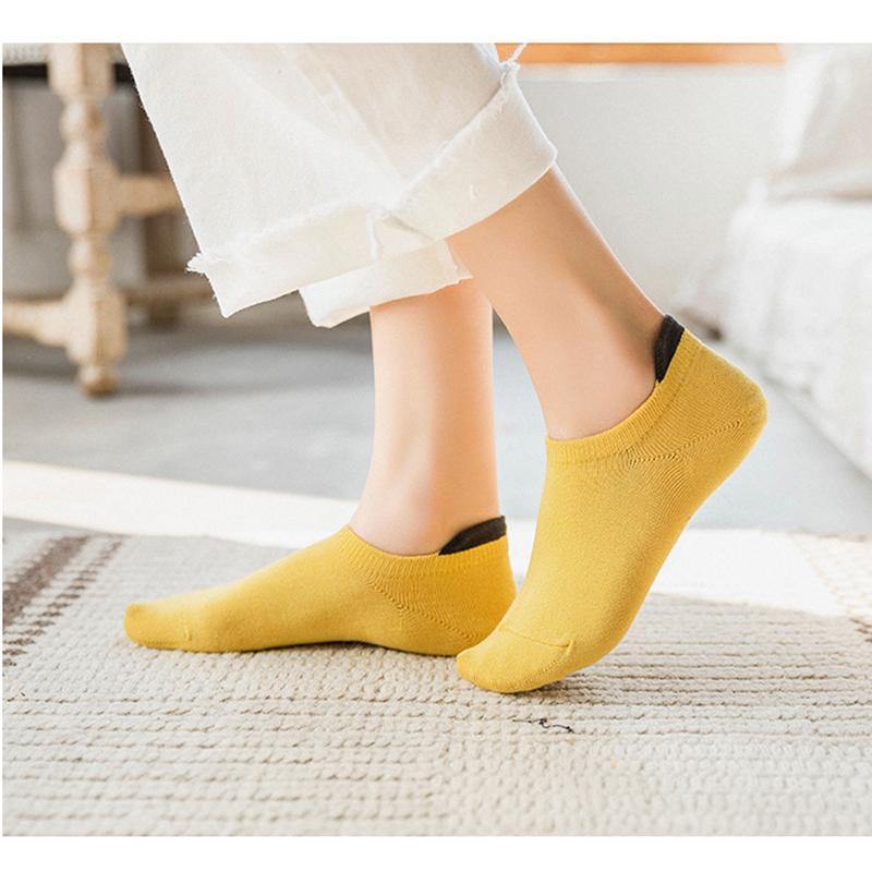 Womens Socks 10 Pairs Solid Color Socks Novel Fun Cute Cotton Ankle Socks - CHALIER