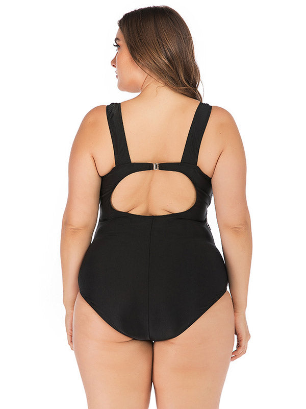 Plus Size Women's Basic Casual One Piece Backless Swimsuits