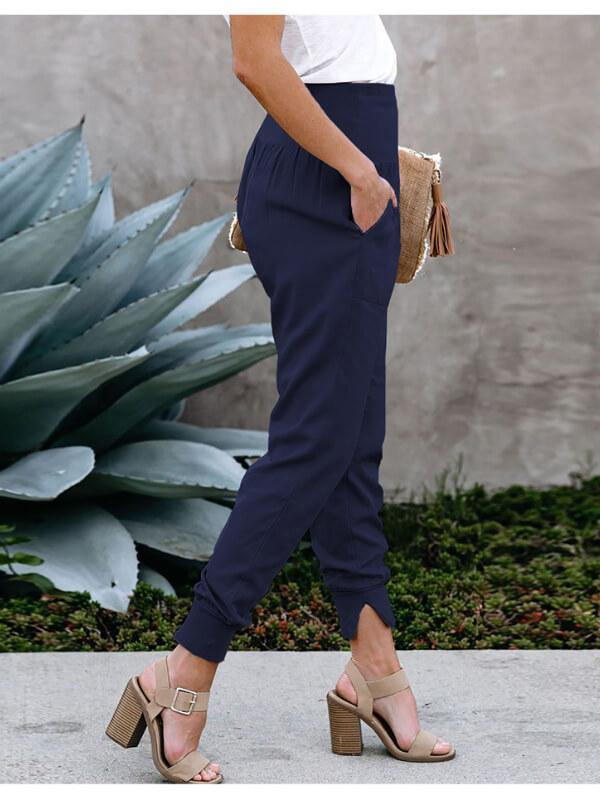 Chalier Pocketed Cotton Solid Casual Joggers - CHALIER