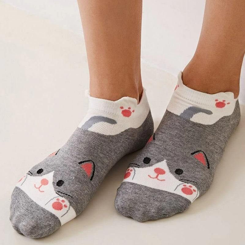 Womens Cartoon Animals Pattern Cute Funny Ankle Socks 4 pairs - CHALIER