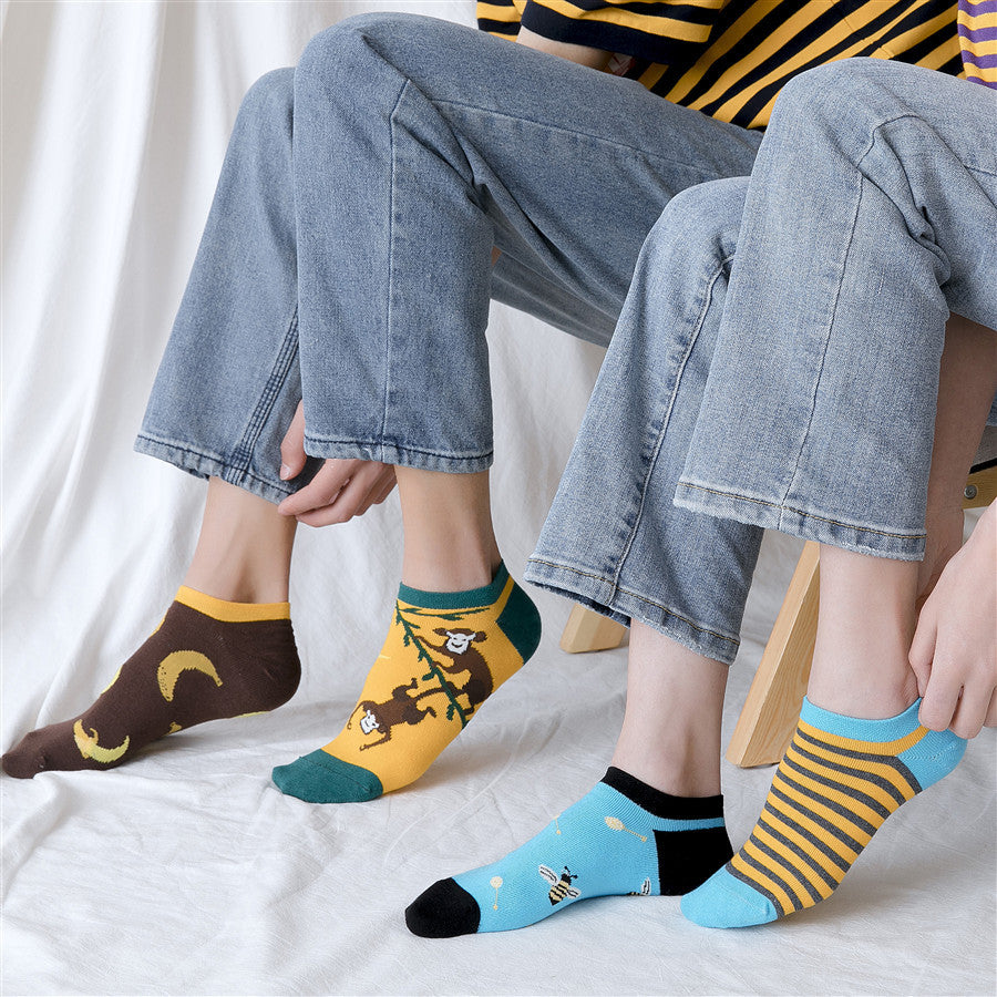 Chalier Mens Casual Ankle Street Hip-hop Socks Set 6 Pairs