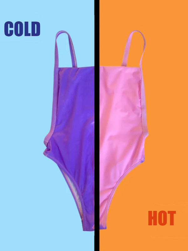 Womens Bikini Temperature Sensitive Swimsuits Changing Color One Piece