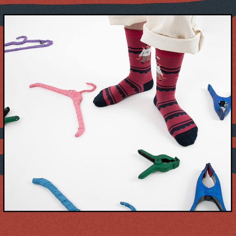 Womens Crew Happy Crazy Funny Socks Cartoon Illustration Sock Set - CHALIER