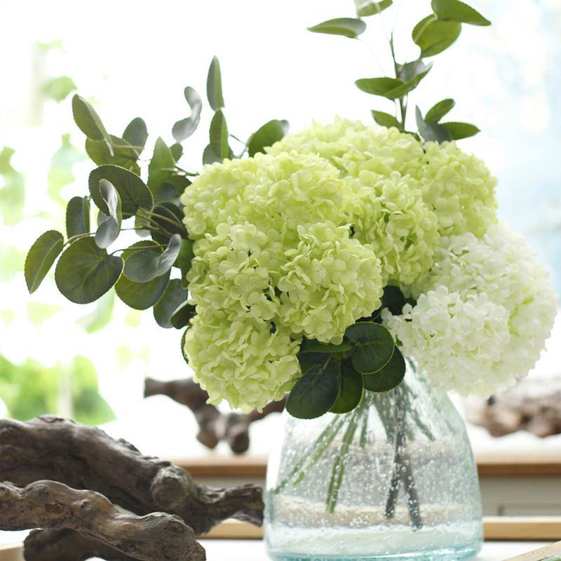 Artificial Flowers Silk Heads Hydrangea with Stems for Wedding Home Shop Party Decoration - CHALIER