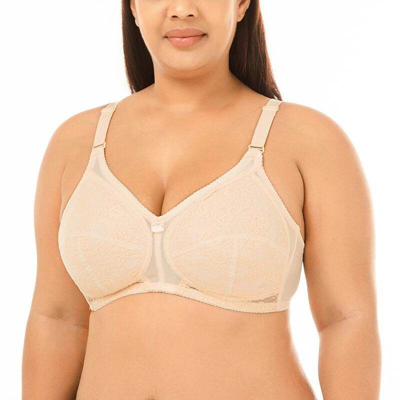 Womens Plus Size Padded Sexy Comfort Jacquard Pattern Push Up Bra - CHALIER
