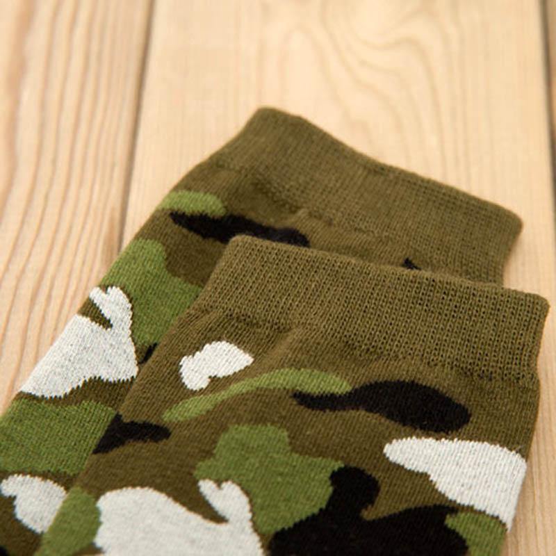 Mens Cotton Crew Socks Outdoor Camouflage Training Casual Socks Set 5 Pairs - CHALIER