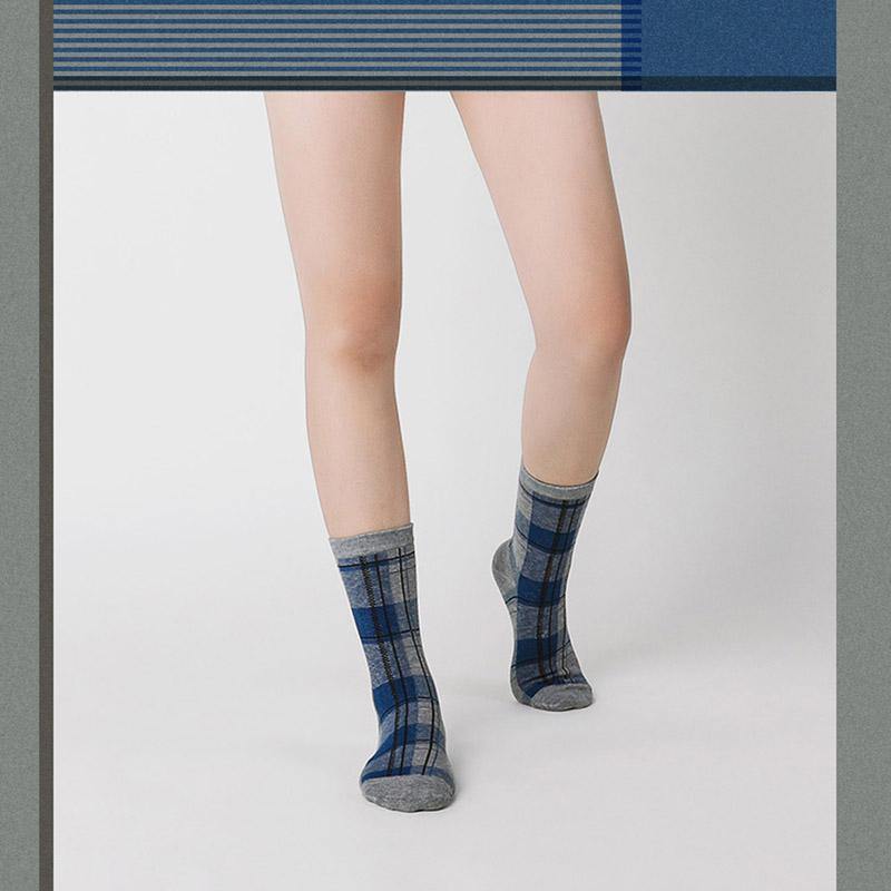 Womens Crew Happy Crazy Vintage Socks British Checkered Pattern Cartoon Sock Set - CHALIER