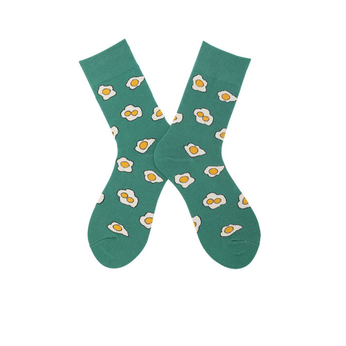 Chalier Mens Casual Cartoon Fried Eggs Cotton Socks
