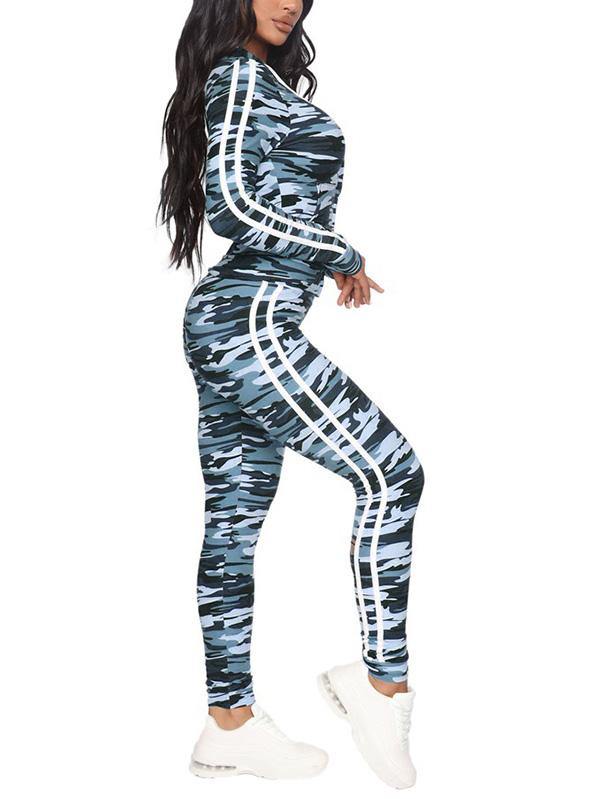 Women's Sports Outfit Floral Prints Long Sleeve Coat&Pants Set - CHALIER