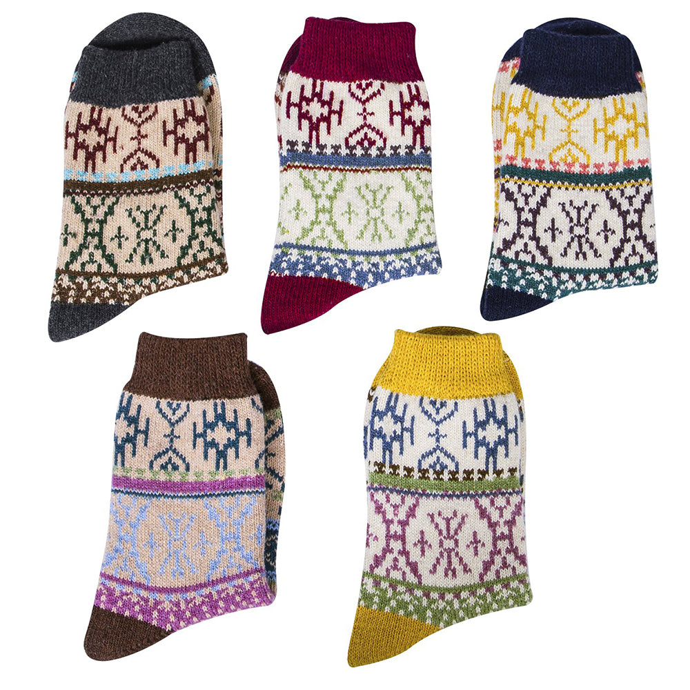 Womens Winter Soft Warm Thick Knit Wool Crew Socks 5 pairs