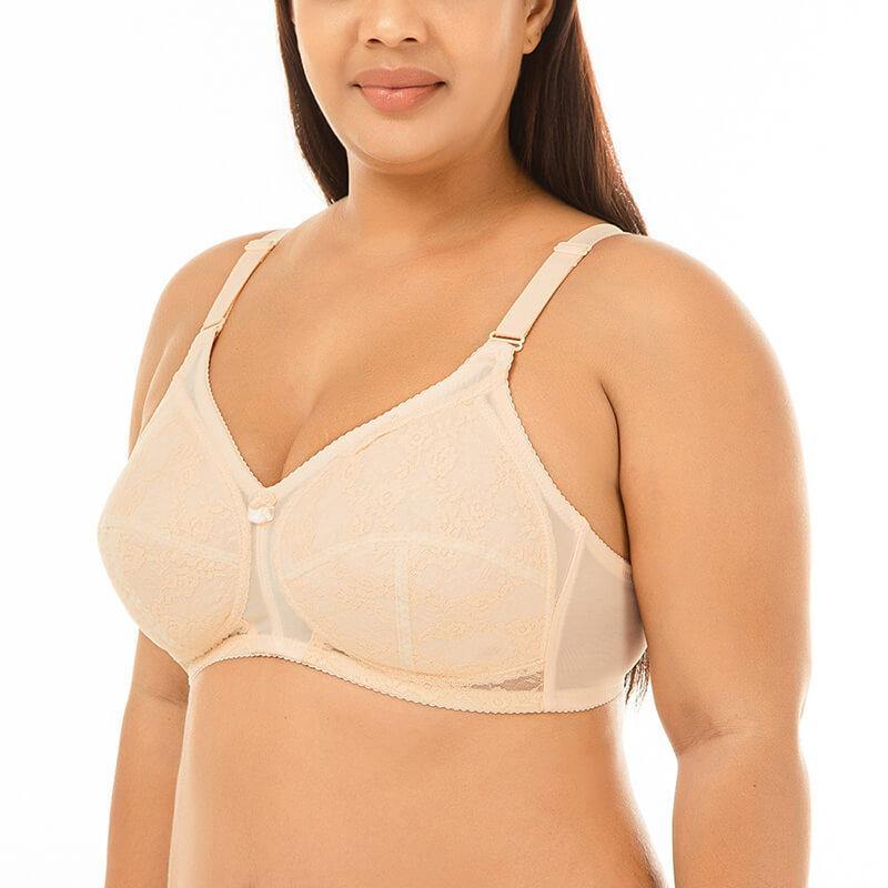 Womens Plus Size Padded Sexy Comfort Jacquard Pattern Push Up Bra - CHALIER