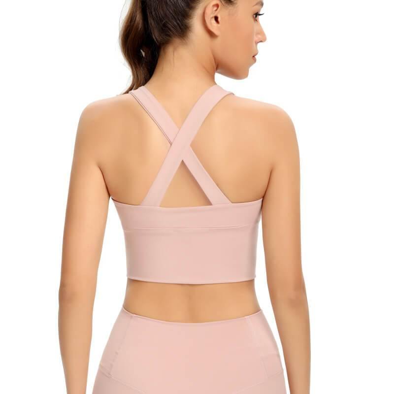 Womens Zip Front Sports Bra Wireless Bra Active Yoga Sports Soft Support Bra - CHALIER