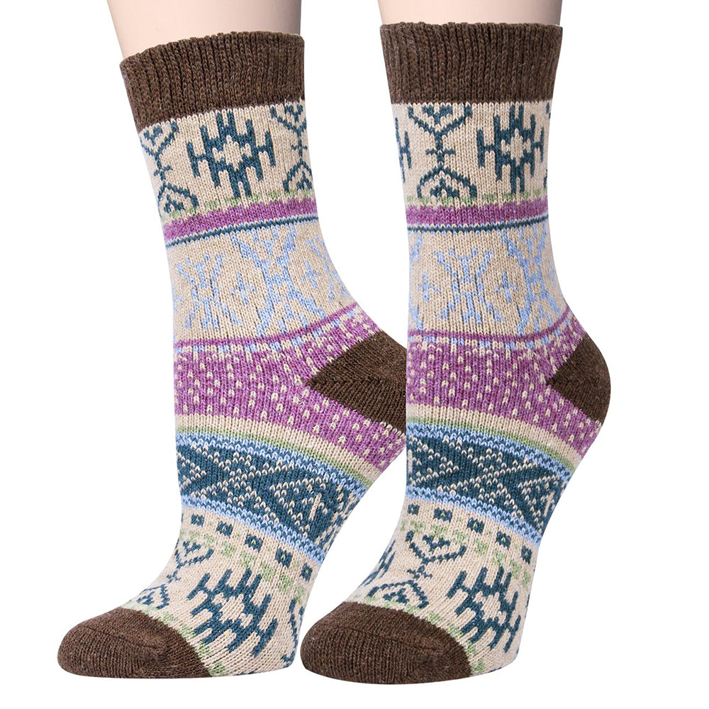 Womens Winter Soft Warm Thick Knit Wool Crew Socks 5 pairs