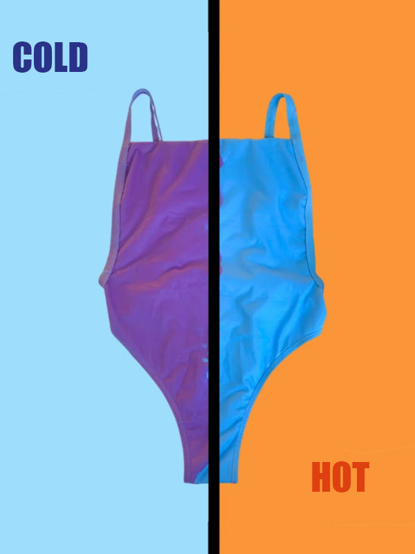 Womens Bikini Temperature Sensitive Swimsuits Changing Color One Piece