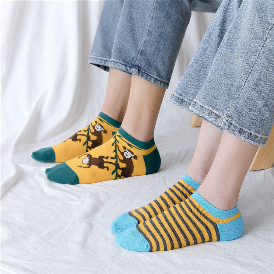 Chalier Mens Casual Ankle Street Hip-hop Monkey Socks