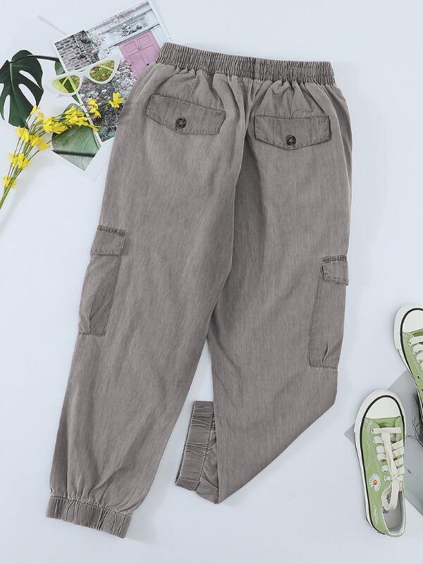 Chalier Sky Blue Drawstring Cargo Pocketed Joggers - CHALIER